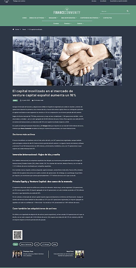 El capital movilizado en el mercado de venture capital espaol aumenta un 16%